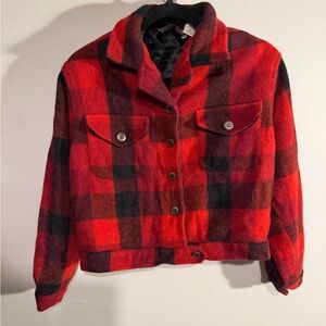 Classic Red and Black Plaid Women's Utility Jacket